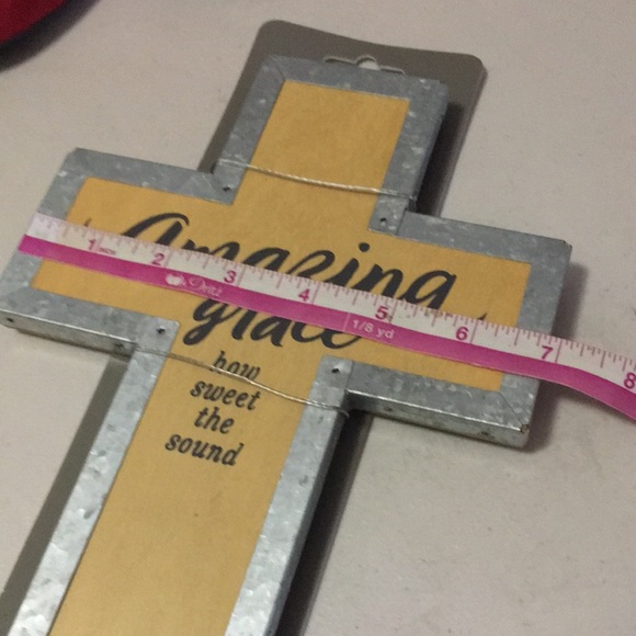 Wooden galvanized standing or wall cross “amazing grace how sweet the sound” NEW - Picture 9 of 17